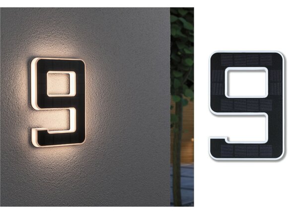 Paulmann LED solarni kućni broj 9, Crno, Plastika