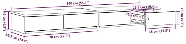 Ladice za krevet Umjetnički hrast 140 x 36 5 x 16 5 cm - hrast artisan 140 x 36 5 x 16 5 cm
