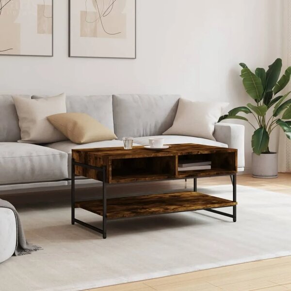 Stolić za kavu boja hrasta 90x50x45 cm konstruirano drvo - Dimljeni hrast