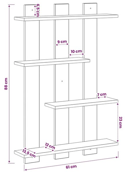 Zidna polica Hrast sonoma 61 x 13 5 x 88 cm Konstruirano drvo - Hrast sonoma 61 x 13 5 x 88 cm