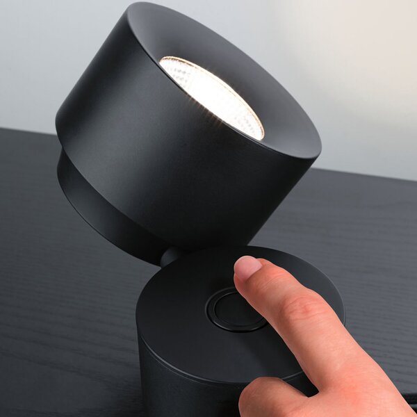 Paulmann Puric Pane I LED stolna lampa, visina 16 cm, prigušiva, Crno, Dnevni boravak/blagovaonica, Metal