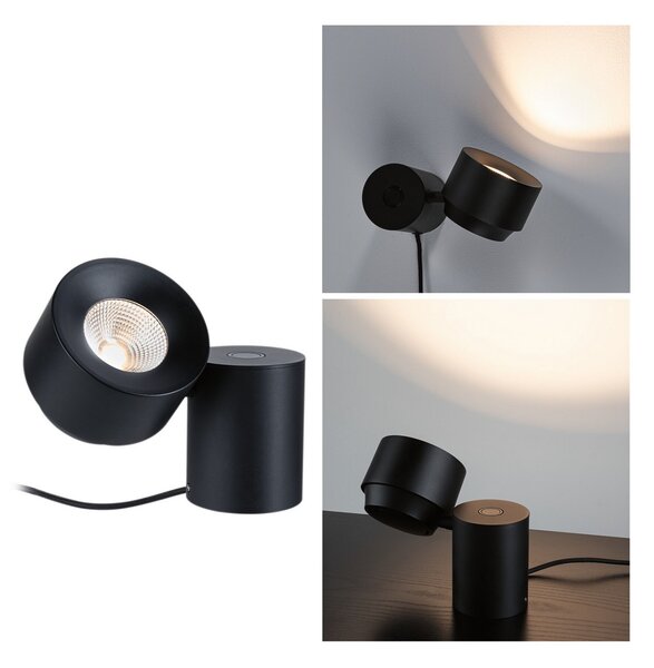 Paulmann Puric Pane I LED stolna lampa, visina 16 cm, prigušiva, Crno, Dnevni boravak/blagovaonica, Metal
