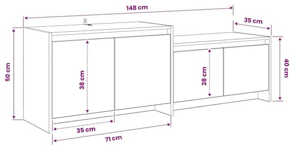 TV komoda 147 x 35 x 50 cm Hrast artisan Prerađeno drvo - Hrast artisan
