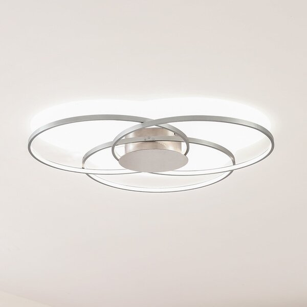 Lindby LED stropna svjetiljka Riley, u boji aluminija, metalna, prigušljiva, prigušiva, Metalik, Dnevni boravak/blagovaonica, Aluminij