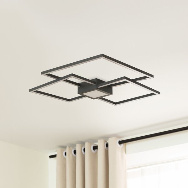 Lindby LED stropna svjetiljka Duetto, 65 cm, antracit, 38 W, aluminij, prigušiva, Crno, Dnevni boravak/blagovaonica, Metal