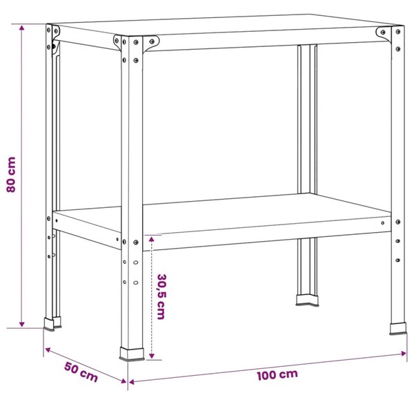 Stol za presađivanje 100 x 50 x 80 cm Čelik s prahom premazan - Crna 100 x 50 x 80 cm