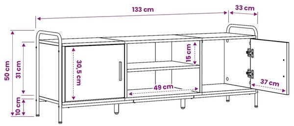 TV ormar 133 x 33 x 50 cm Crni hrast Konstruirano drvo - Crni hrast 67 5 x 33 x 50 cm