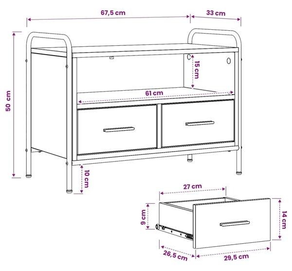 TV ormar 67 5 x 33 x 50 cm Hrast artisan Konstruirano drvo - Hrast artisan 67 5 x 33 x 50 cm