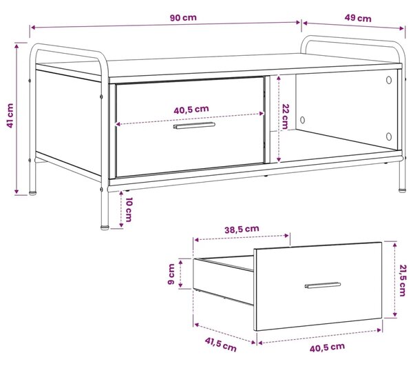 Stolić za kavu Hrast sonoma 90 x 49 x 41 cm Konstruirano drvo - Hrast sonoma
