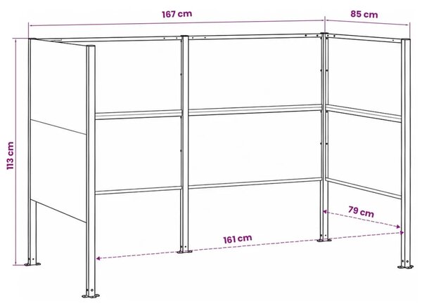 Ekran za kante za smeće 167 x 85 x 113 cm Čelik Antracit - Antracit 167 cm bez uzorka