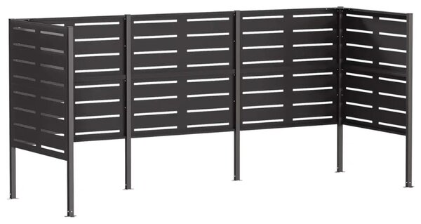 Ekran za kante za smeće 249 x 85 x 113 cm Čelik Crna - Crna 249 cm s uzorkom