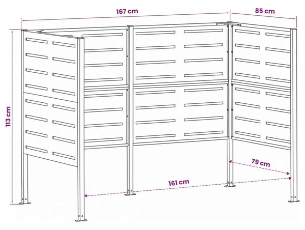 Ekran za kante za smeće 167 x 85 x 113 cm Čelik Antracit - Antracit 167 cm s uzorkom