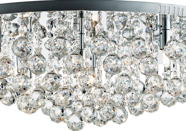 Searchlight Stropno svjetlo Hanna krom staklene kristalne kugle 80 cm, prigušiva, Metalik, Dnevni boravak/blagovaonica, Metal