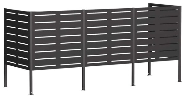 Ekran za kante za smeće 249 x 85 x 113 cm Čelik Crna - Crna 249 cm s uzorkom