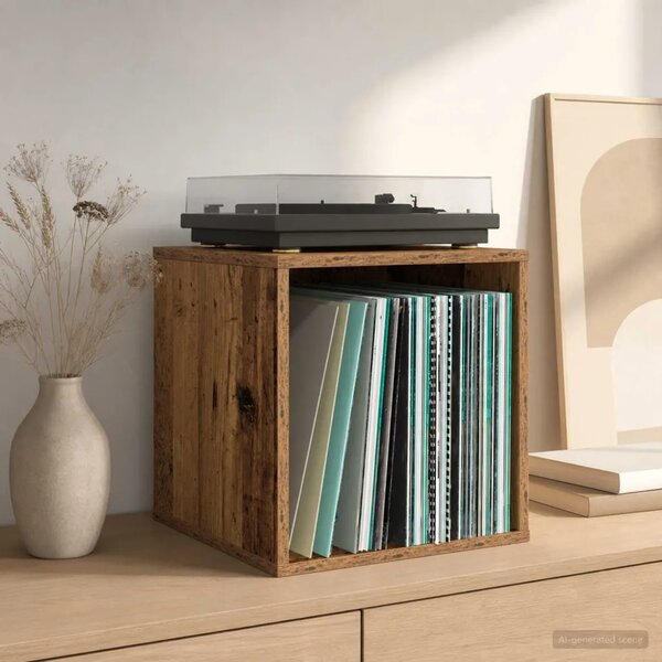 Kutija za vinilne albume 2 kom. Staro drvo 37 x 36 5 x 38 cm - Staro drvo 2