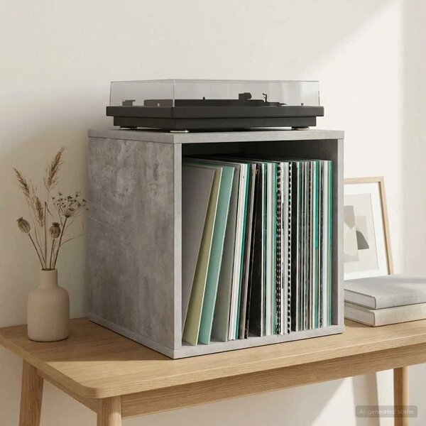 Kutija za vinilne albume Betonska siva 37 x 36 5 x 38 cm - Betonska siva 1