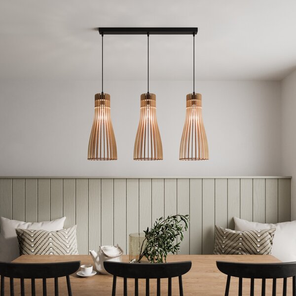 TEMAR LIGHTING Viseća svjetiljka za boce, tri žarulje, prigušiva, Drvo, Dnevni boravak/blagovaonica, Drvo