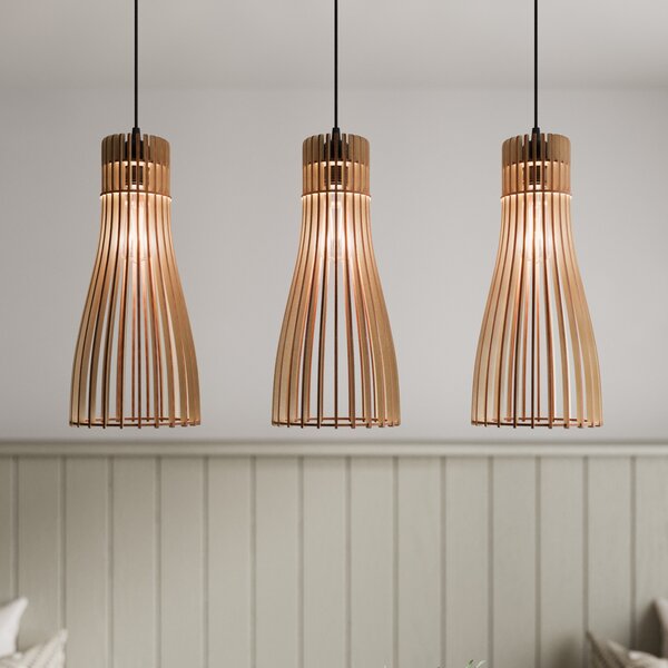 TEMAR LIGHTING Viseća svjetiljka za boce, tri žarulje, prigušiva, Drvo, Dnevni boravak/blagovaonica, Drvo