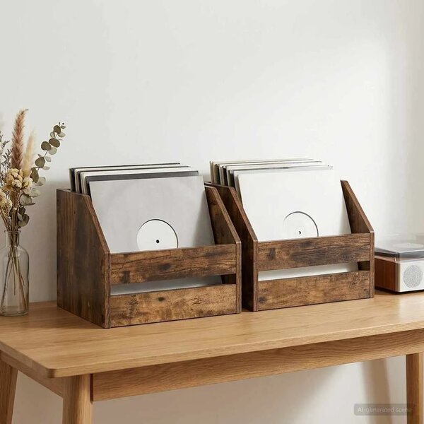 Kutija za vinilne albume 2 kom. Dimljeni hrast 38 x 30 x 29 cm - Dimljeni hrast 2