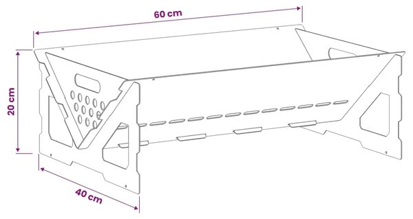 Kamin Crna 60 x 40 x 20 cm Čelik - Čelik