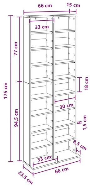 CD ormar 2 kom. Hrast sonoma 33 x 23 5 x 175 cm - Hrast sonoma 2 33 x 23 5 x 175 cm