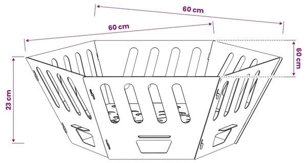 Kamin Crna 60 x 60 x 23 cm Čelik - Čelik 60 x 60 x 23 cm
