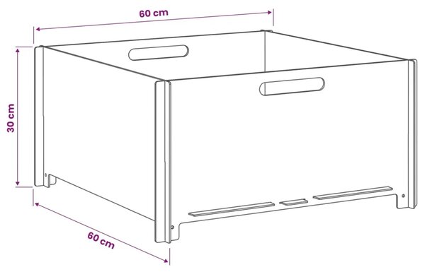 Kamin Crna 60 x 60 x 30 cm Čelik - Čelik 60 x 60 x 30 cm