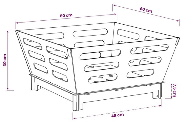 Kamin Crna 60 x 60 x 30 cm Čelik - Čelik 60 x 60 x 30 cm
