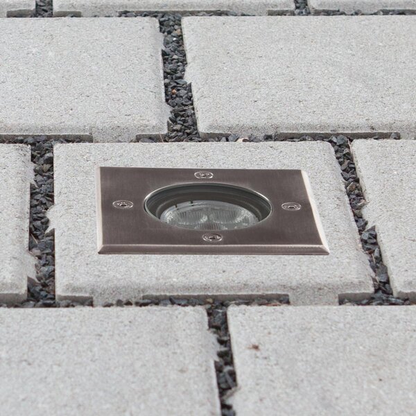 Lucande LED ugradna podna svjetiljka Ava, 12 cm x cm, IP67, Metalik, Metal, Četvrtasta ugradna svjetla