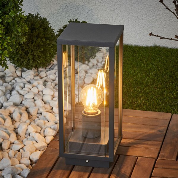 Lucande postolje svjetlo Annalea, 35 cm, antracit, IP54, prigušiva, Crno, Metal