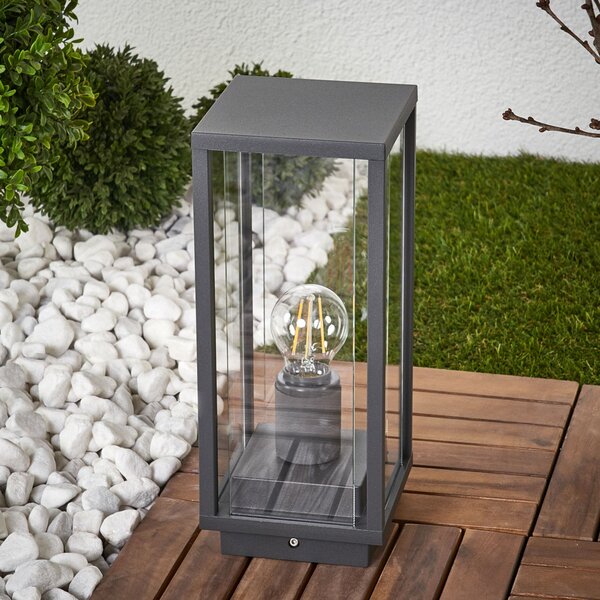 Lucande postolje svjetlo Annalea, 35 cm, antracit, IP54, prigušiva, Crno, Metal
