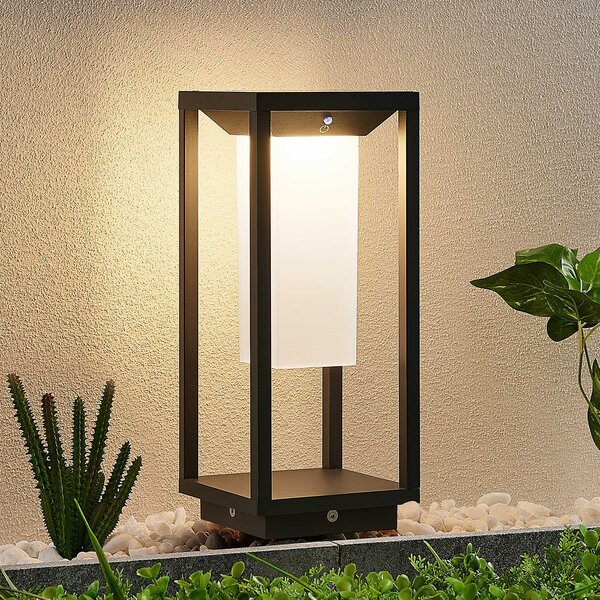 Lucande LED solarna svjetiljka Eliel, 34 cm, antracit, IP54, Crno, Staklo, Vanjska baza