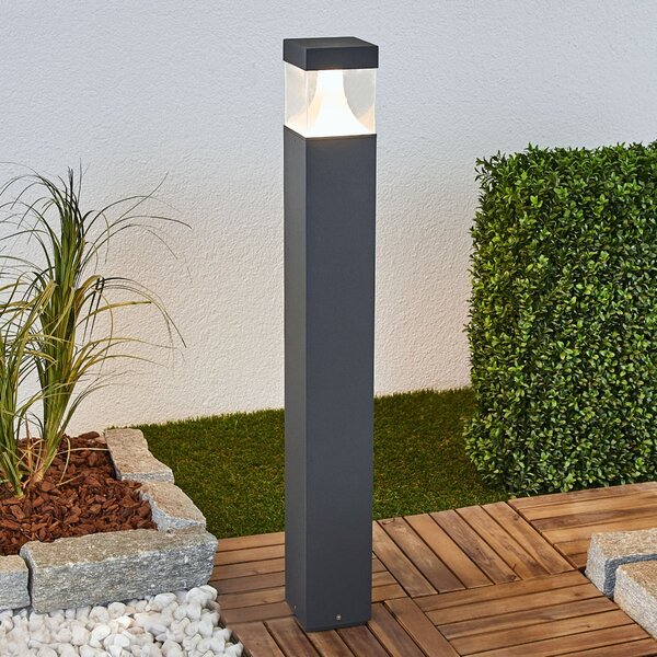 Lucande LED svjetiljka za put Egon, visina 90 cm, grafitno siva, IP54, Crno, Metal