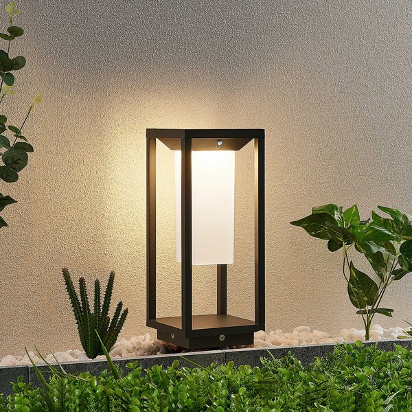 Lucande LED solarna svjetiljka Eliel, 34 cm, antracit, IP54, Crno, Staklo, Vanjska baza