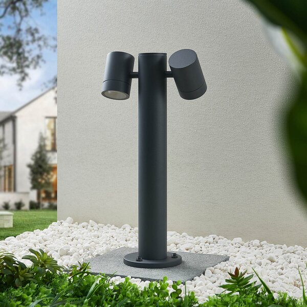 Lucande postolje svjetlo Maloney, 50 cm, antracit, IP54, prigušiva, Crno, Metal