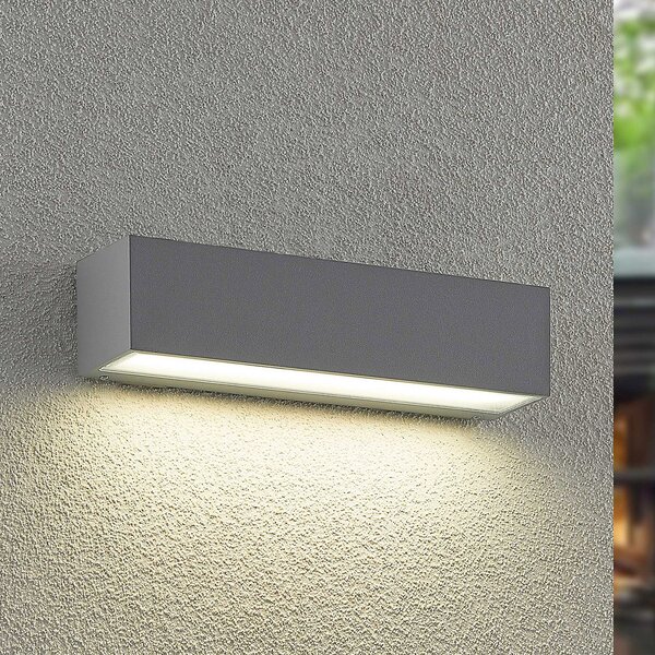 Arcchio LED vanjska zidna svjetiljka Lengo, 25 cm, 1 žarulja, siva, CCT, Sivo, Aluminij