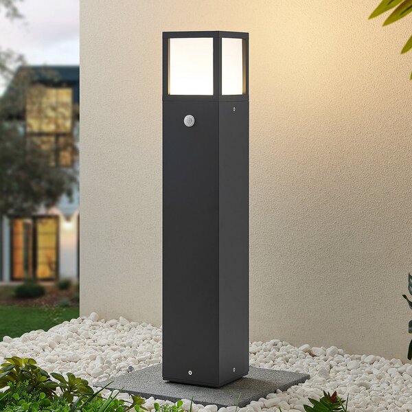 Lucande LED putna svjetiljka Dewari, detektor pokreta, 65 cm, IP54, Sivo, Aluminij