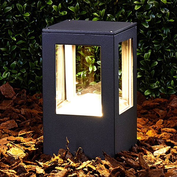 Lucande LED podno svjetlo Nicola, 20 cm, antracit, IP54, Crno, Aluminij