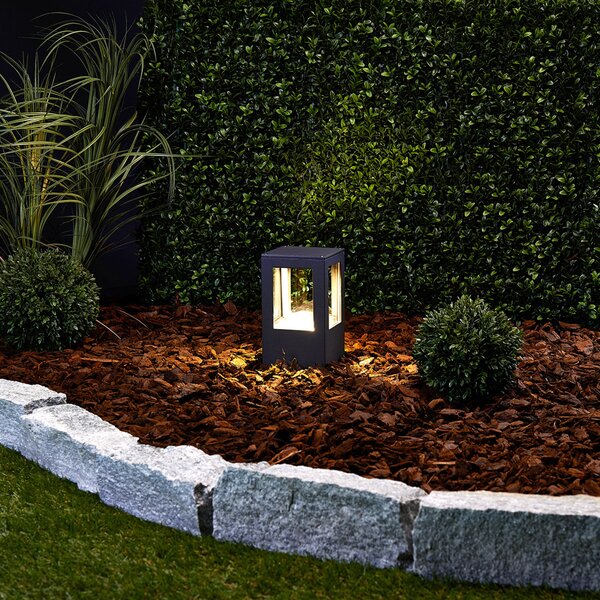 Lucande LED podno svjetlo Nicola, 20 cm, antracit, IP54, Crno, Aluminij
