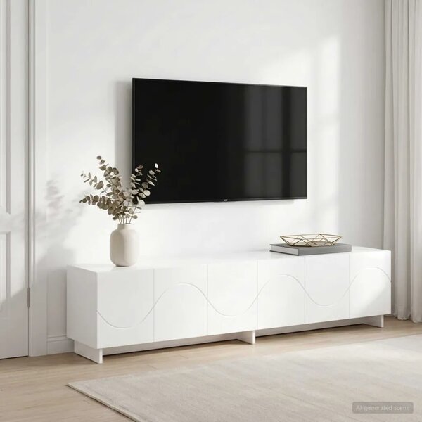 TV stalak 180 x 34 5 x 40 cm Bijela visokog sjaja - Bijela visokog sjaja 179.5 x 34.5 x 40 cm