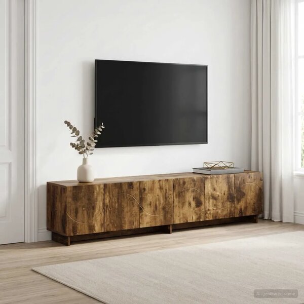 TV stalak 180 x 34 5 x 40 cm Dimljeni hrast Konstruirano drvo - Dimljeni hrast 179.5 x 34.5 x 40 cm