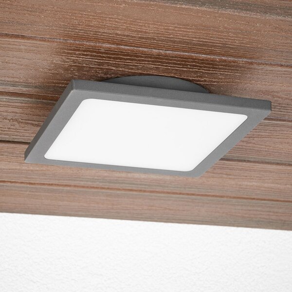 Lucande LED vanjska stropna svjetiljka Mabella, 23 cm, senzor, IP65, Crno, Aluminij