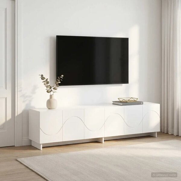 TV stalak 180 x 34 5 x 40 cm Bijela Konstruirano drvo - Bijela 179.5 x 34.5 x 40 cm