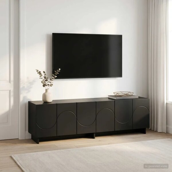 TV stalak 140 x 34 5 x 40 cm Crna Konstruirano drvo - Crna 140 x 34 5 x 40 cm
