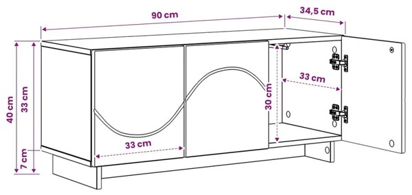 TV stalak 90 x 34 5 x 40 cm Hrast sonoma Konstruirano drvo - Hrast sonoma 90 x 34 5 x 40 cm