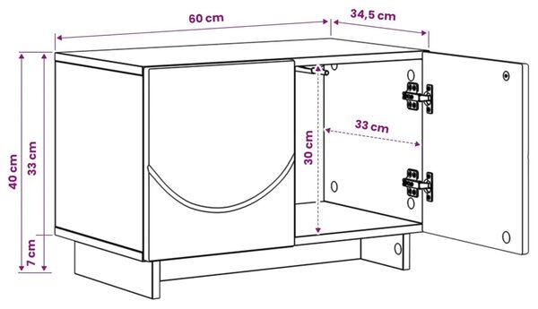 TV stalak 60 x 34.5 x 40 cm Hrast sonoma Konstruirano drvo - Hrast sonoma 60 x 34.5 x 40 cm