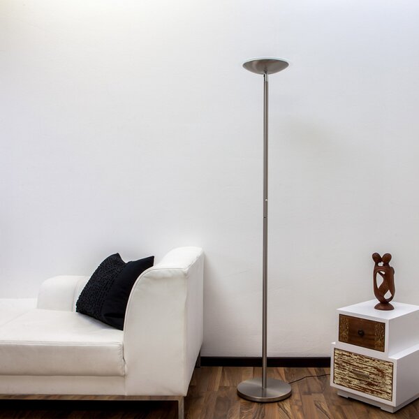 Lindby Malea LED podna lampa, nikl-boje, prigušiva, 180 cm, prigušiva, Metalik, Dnevni boravak/blagovaonica, Metal