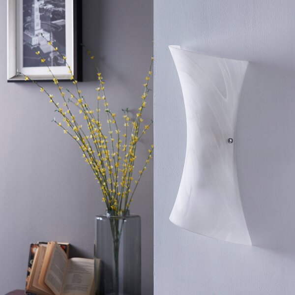 Lindby zidna lampa Ebba, visina 39 cm, bijeli alabaster, staklo, prigušiva, Bijela, Područje hodnika, Metal