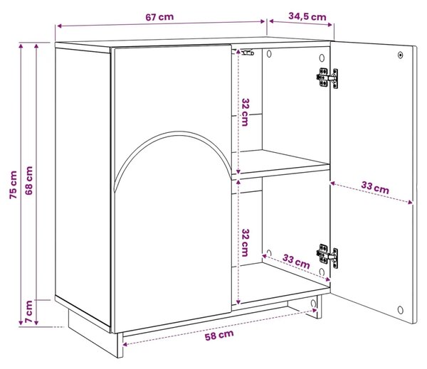 Komoda Dimljeni hrast 67 x 34 5 x 75 cm Konstruirano drvo - Dimljeni hrast