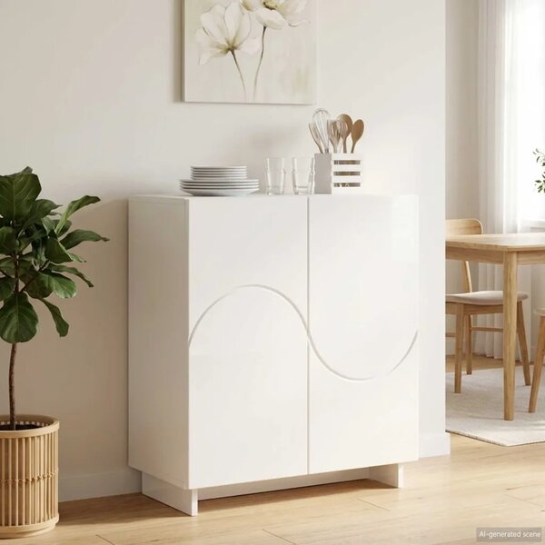 Komoda Bijela visokog sjaja 67 x 34 5 x 75 cm Konstruirano drvo - Bijela visokog sjaja